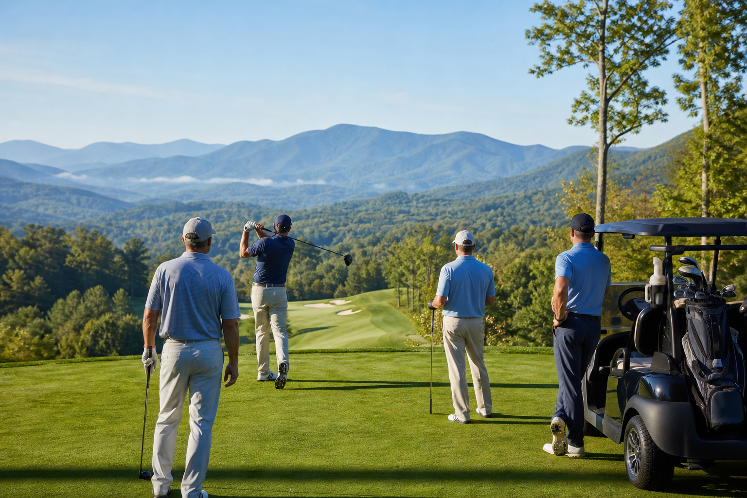 Groomsmen golf outing with luxury shuttle service